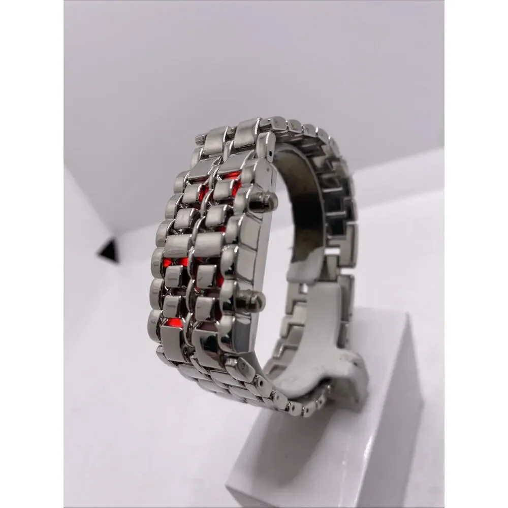 Silver Light Up Digital Watch Works New Battery